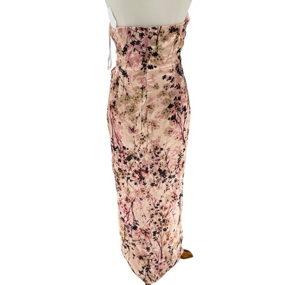 Katie May Los Angeles Floral Print Strapless Gown Pink Multicolor M 100% Polyest - Picture 3 of 12